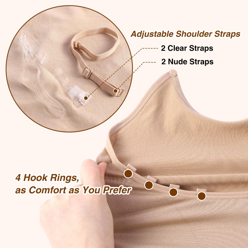iMucci Girls Nude Leotard Seamless Camisole Leotard Ballet Undergarment with Adjustable Clear Straps - Image 5